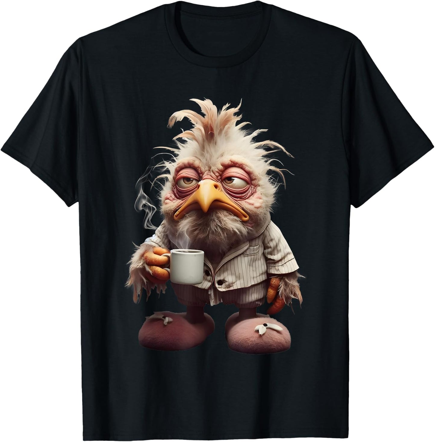 Funny Coffee Chicken Art Print T-Shirt - T-Shirt | Black