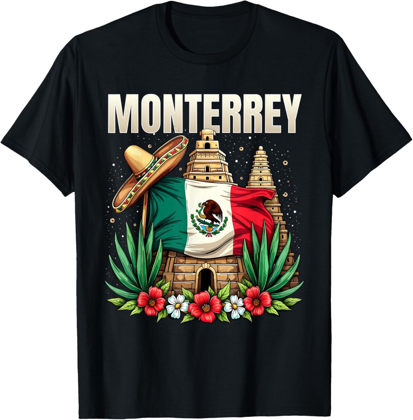 Monterrey Mexico Flag Mexican Vacation T-Shirt - T-Shirt | Black