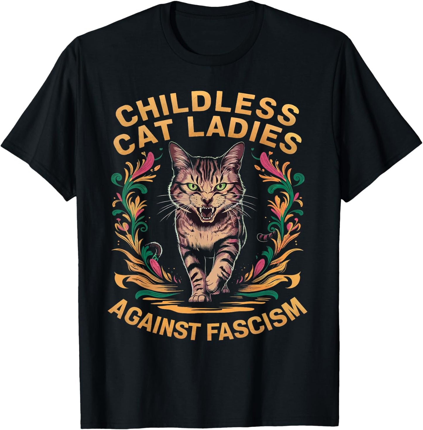 Childless Cat Ladies Against Fascism T-Shirt - T-Shirt | Black