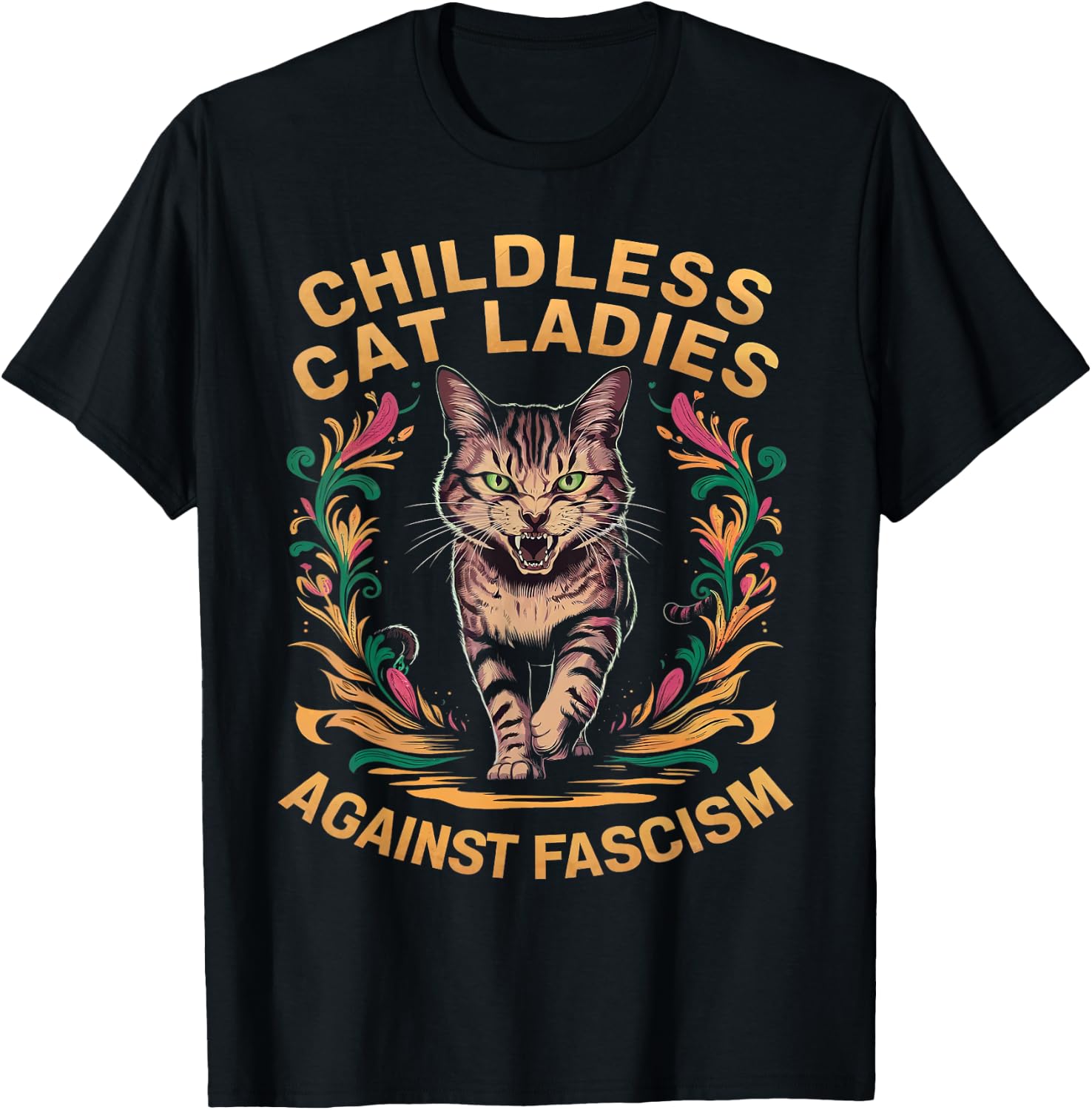 Childless Cat Ladies Against Fascism T-Shirt - T-Shirt | Black