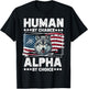 Funny Alpha Wolf Meme Human by Chance American Flag USA T-Shirt - T-Shirt | Black