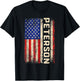 Peterson Last Name Shirt Peterson Name American Flag Women Kids Men T-Shirt - T-Shirt | Black