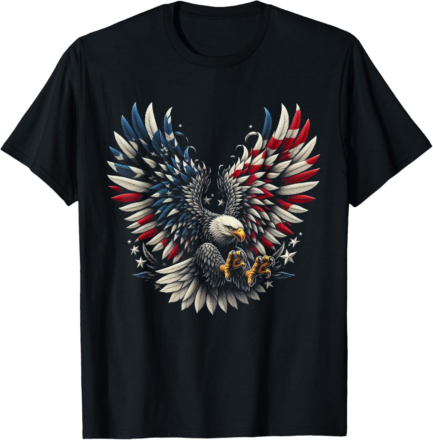 Patriotic American With Eagle And USA Flag Women Kids Men T-Shirt - T-Shirt | Black