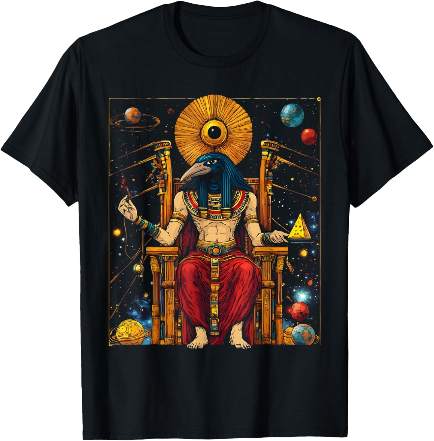 Thoth Egyptian God Egyptian Mythology Pyramid Ancient Egypt T-Shirt - T-Shirt | Black
