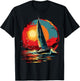 Colorful painted Sailboat on artistic Sailing T-Shirt - T-Shirt | Black