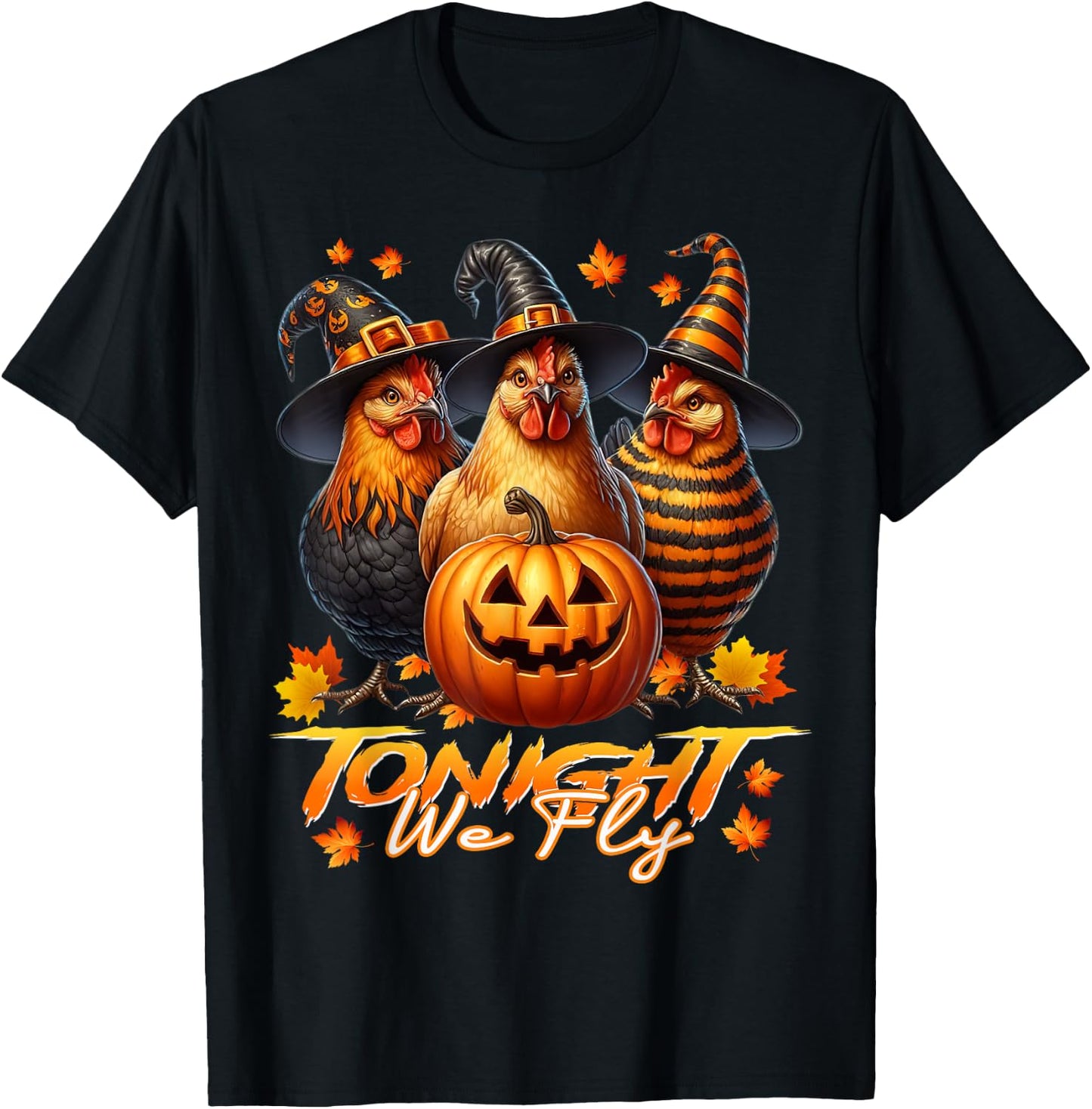 Tonight We Fly Funny Chicken Spooky Season Halloween Costume T-Shirt - T-Shirt | Black