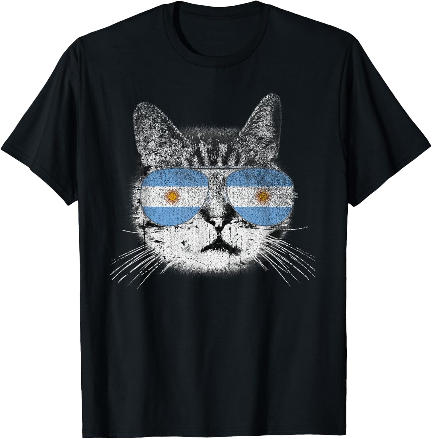 Cat Shirt Argentina Flag Country Retro Funny Men Women Gift T-Shirt - T-Shirt | Black