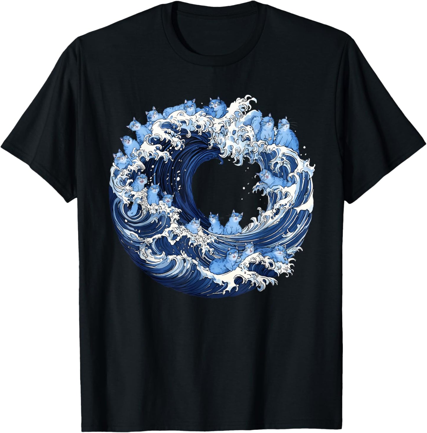 Cute Wave of Blue Cats for Kamala T-Shirt - T-Shirt | Black