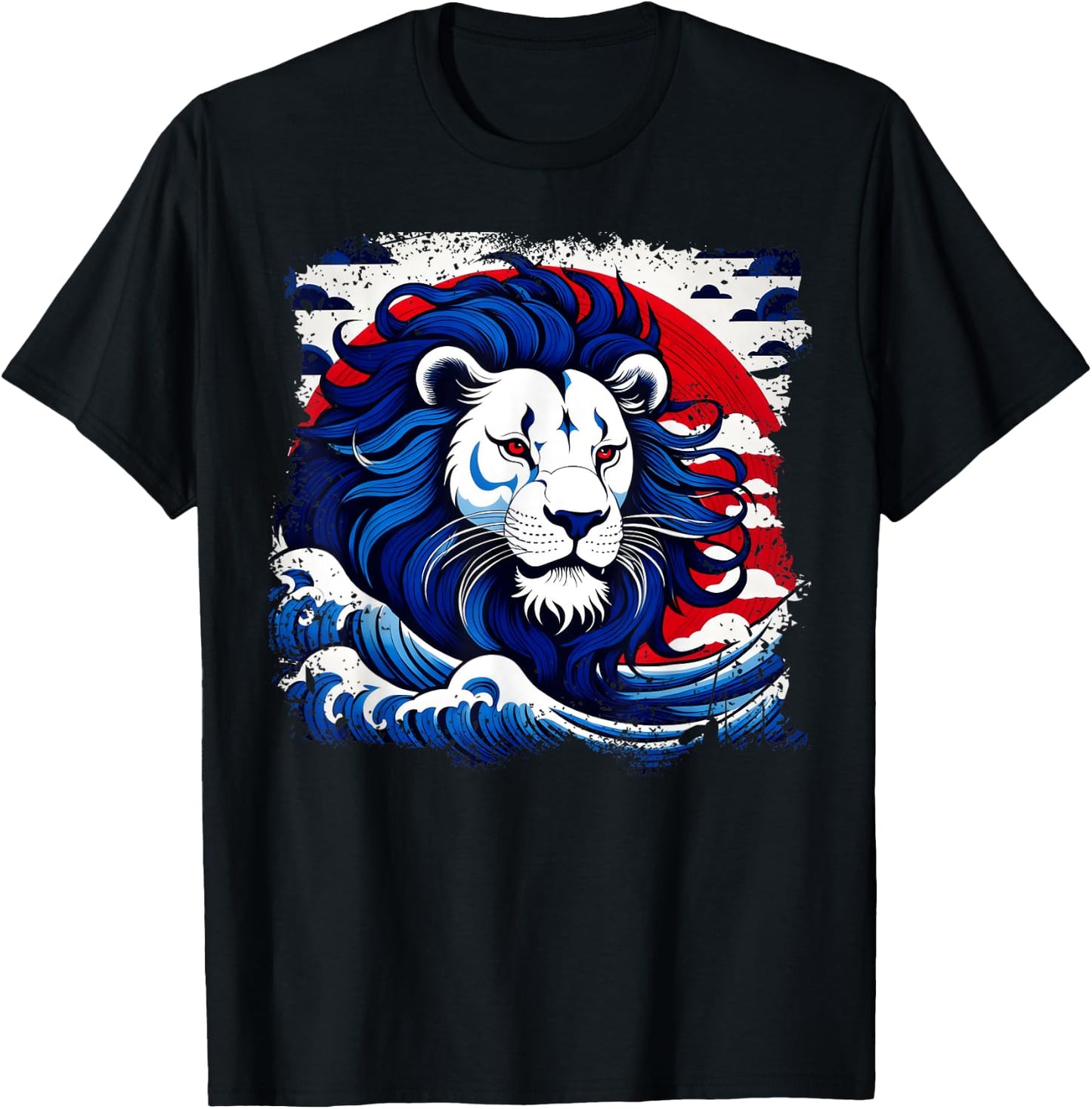 Colorful Lion Head Art For Lions Lovers With Ukiyo-e Style T-Shirt - T-Shirt | Black