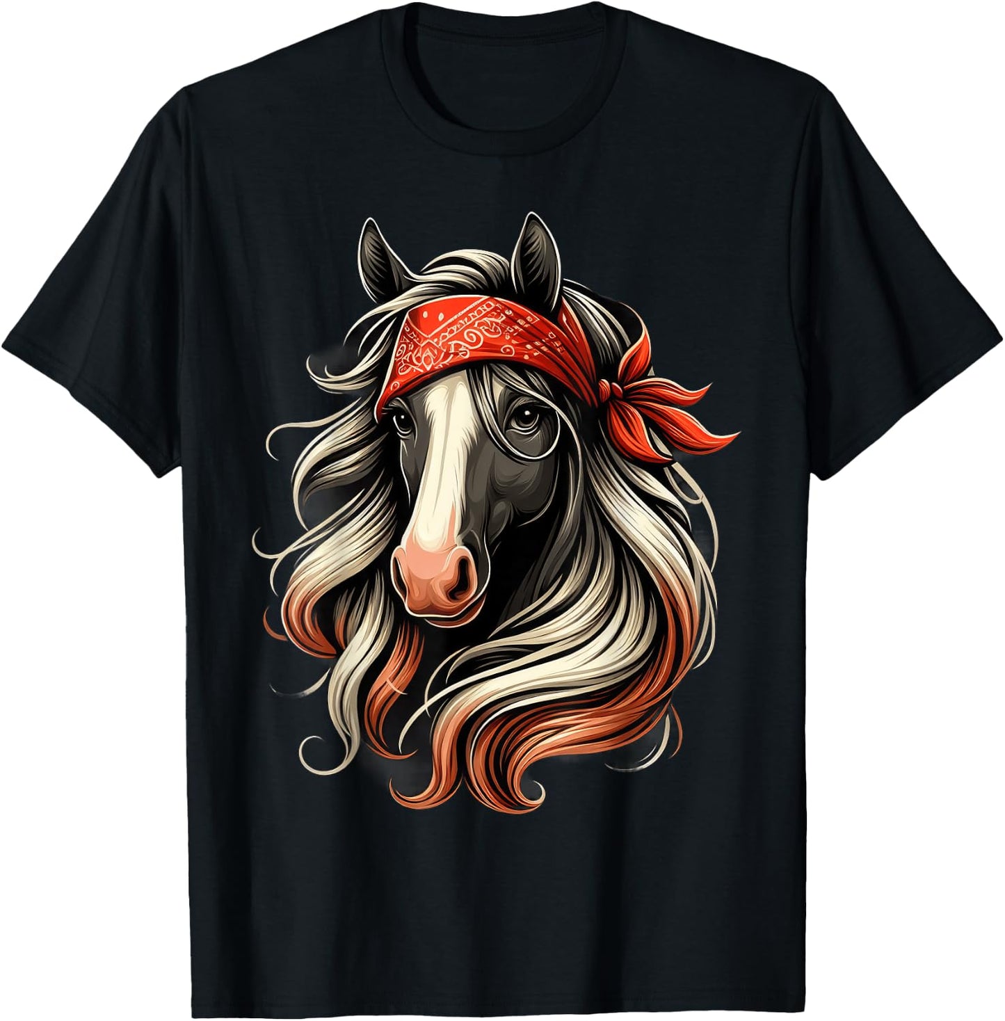Horse Bandana T Shirt for Horseback Riding Horse Lover T-Shirt - T-Shirt | Black