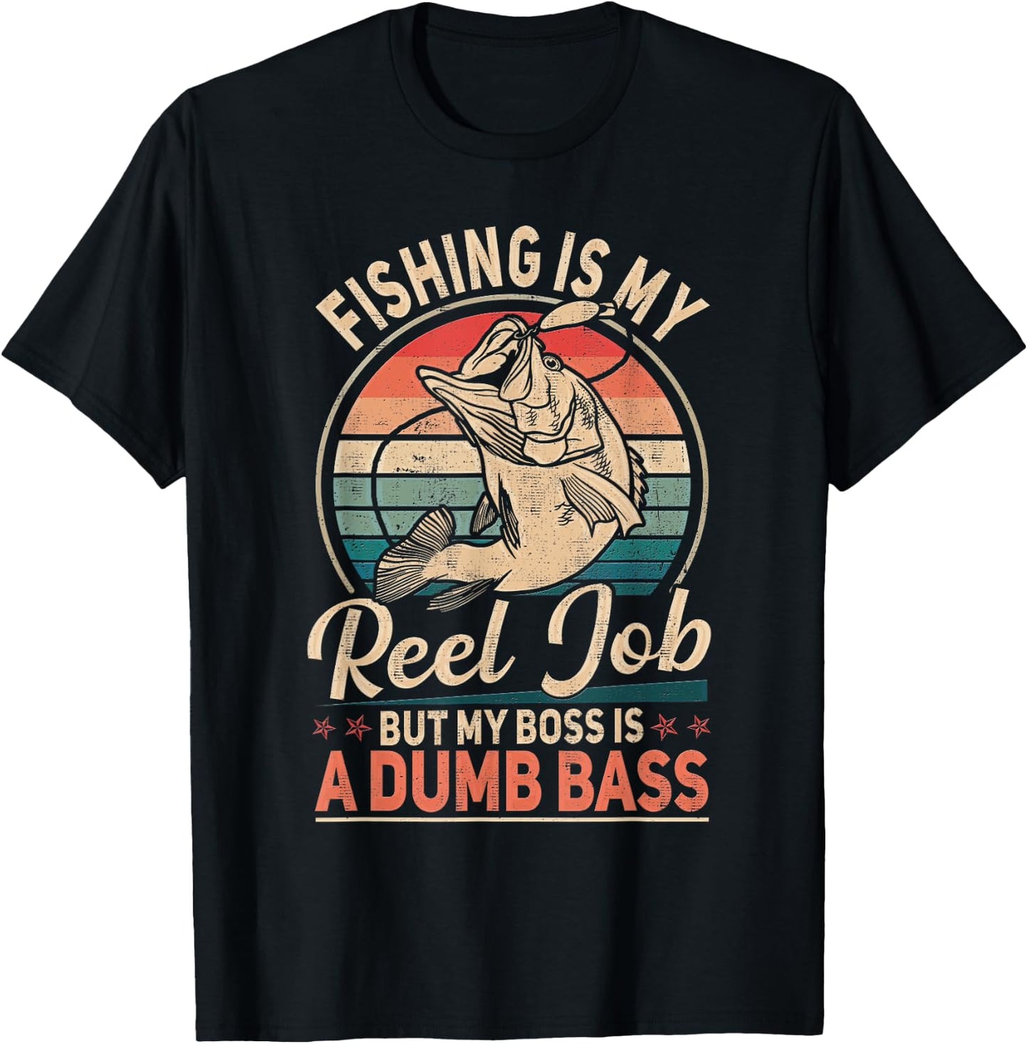 Funny "Fishing Is My Reel Job" T-Shirt - T-Shirt | Black