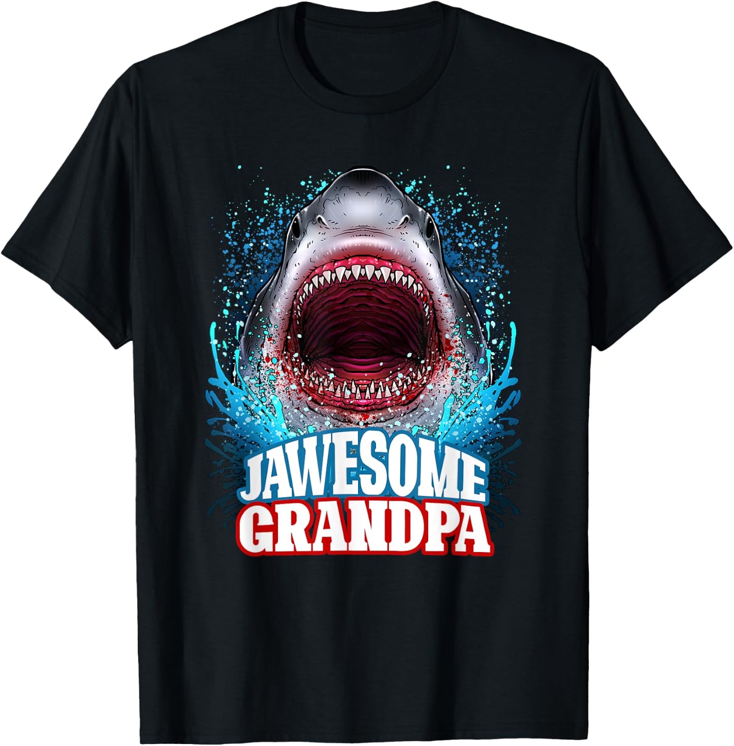 Jawesome Grandpa Grandfather Great White Shark T-Shirt - T-Shirt | Black