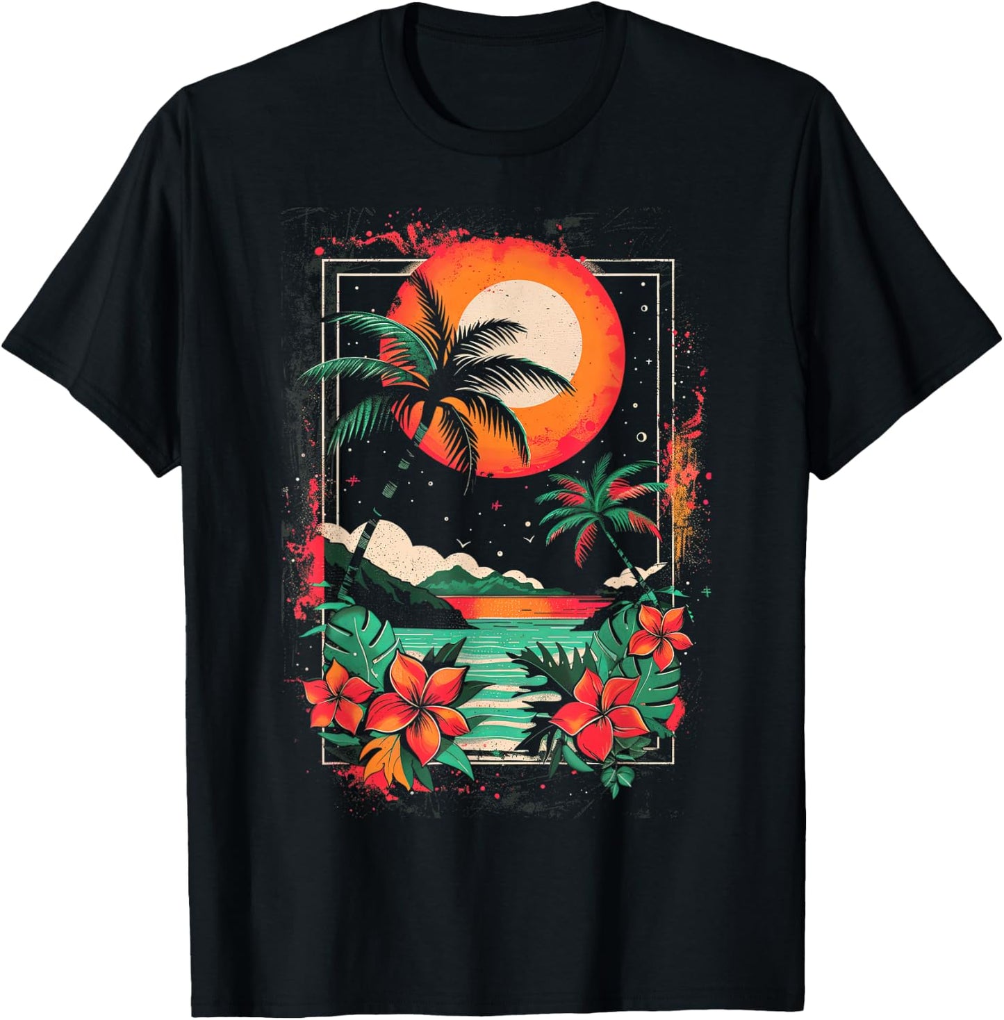Hawaiian Design | Cool | S - 6XL | Men's Graphic T-Shirt - T-Shirt | Black