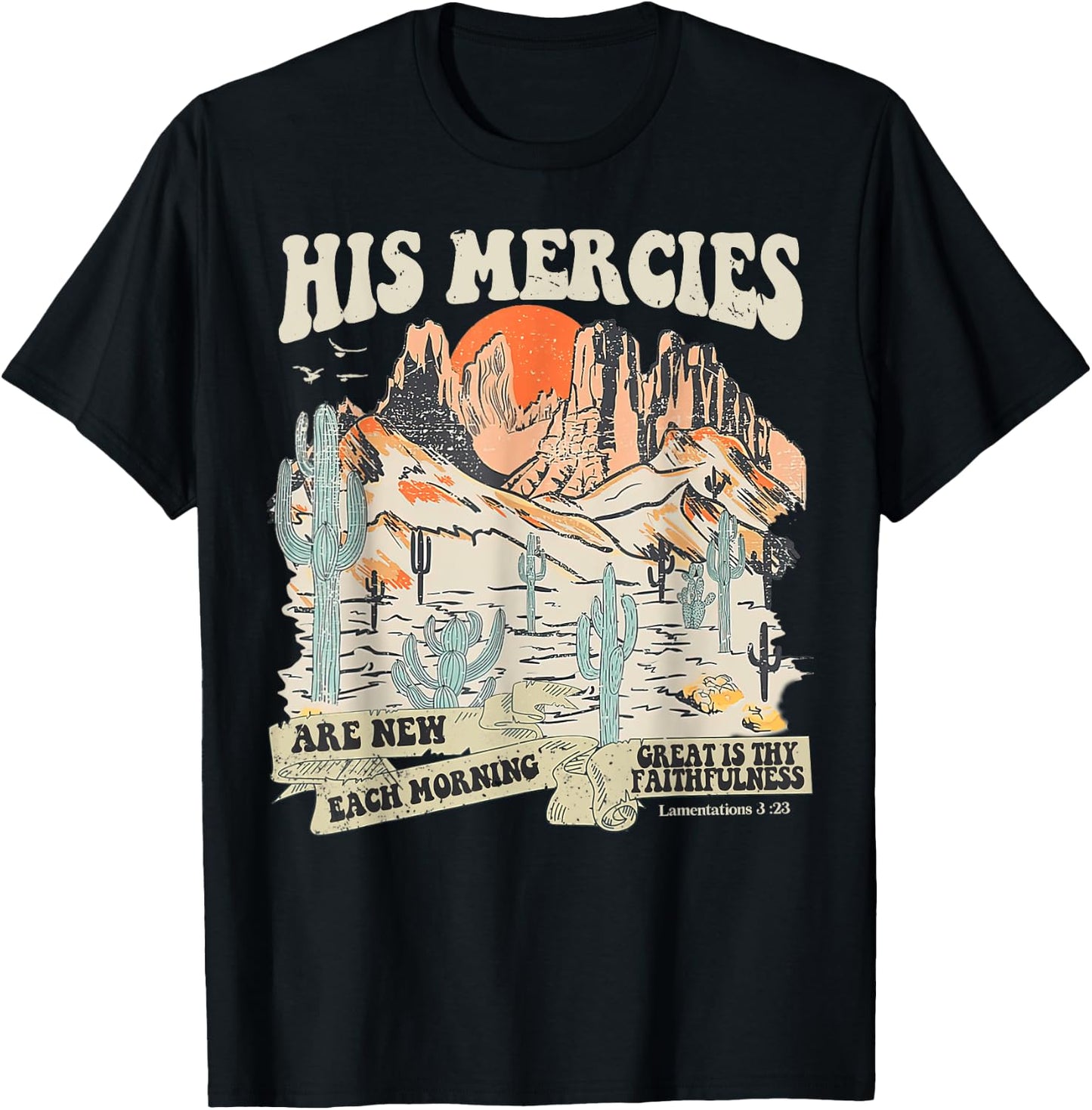 Boho Christian Jesus Faith Based His Mercies Are New T-Shirt - T-Shirt | Black