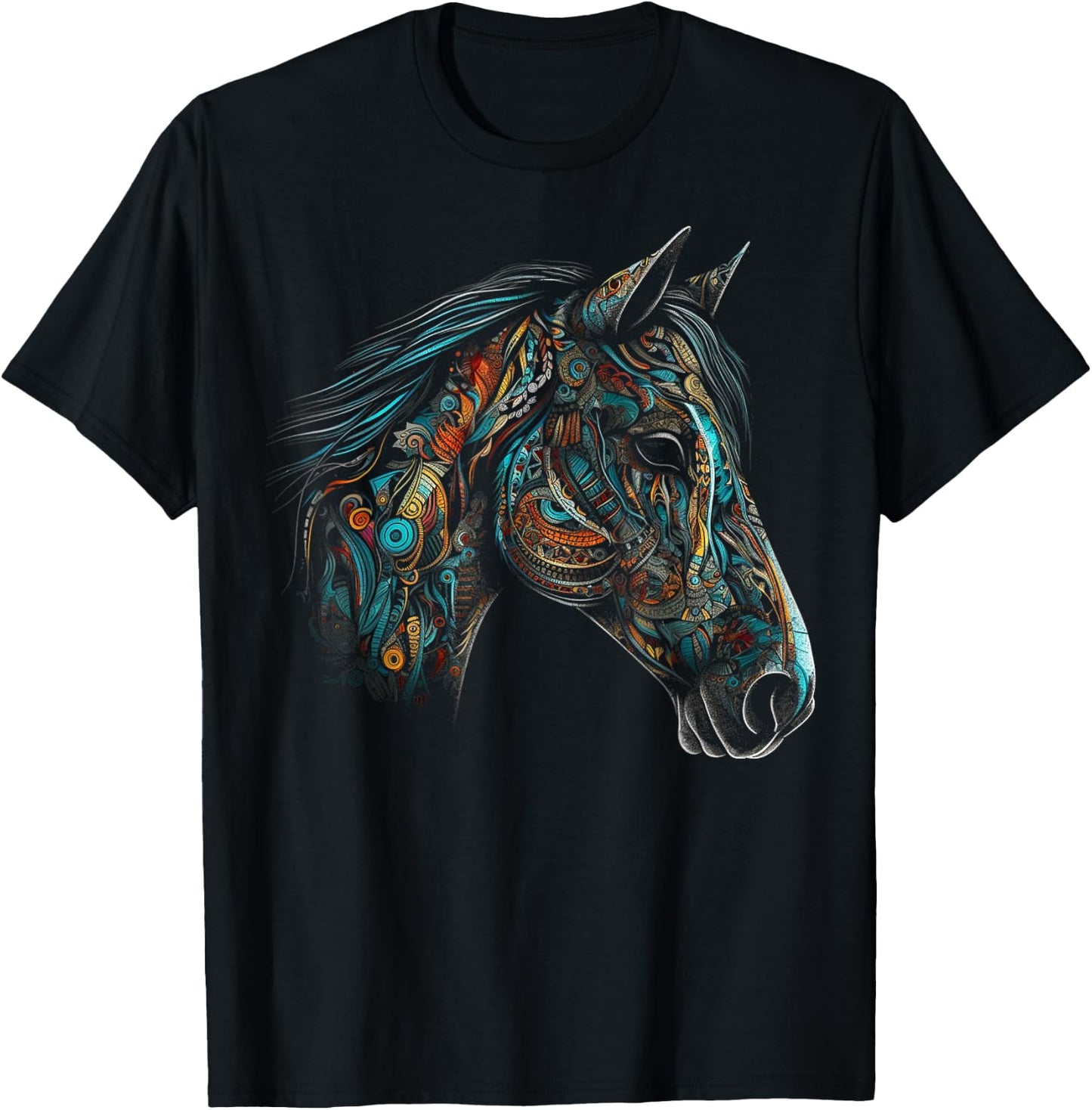 Horse Art - Horse Motif Animal Horse T-Shirt - T-Shirt | Black