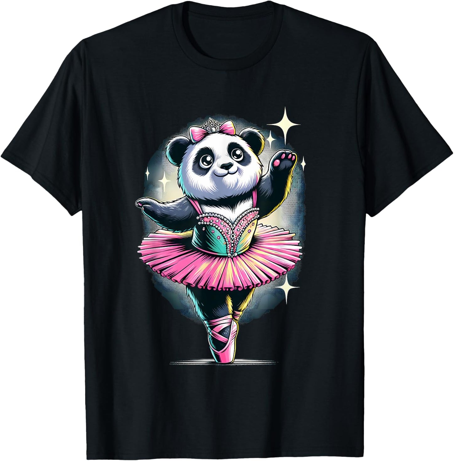 Ballerina Panda Dancing T-Shirt - T-Shirt | Black