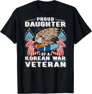 Proud Daughter Of A Korean War Veteran Military Vet's Child T-Shirt - T-Shirt | Black
