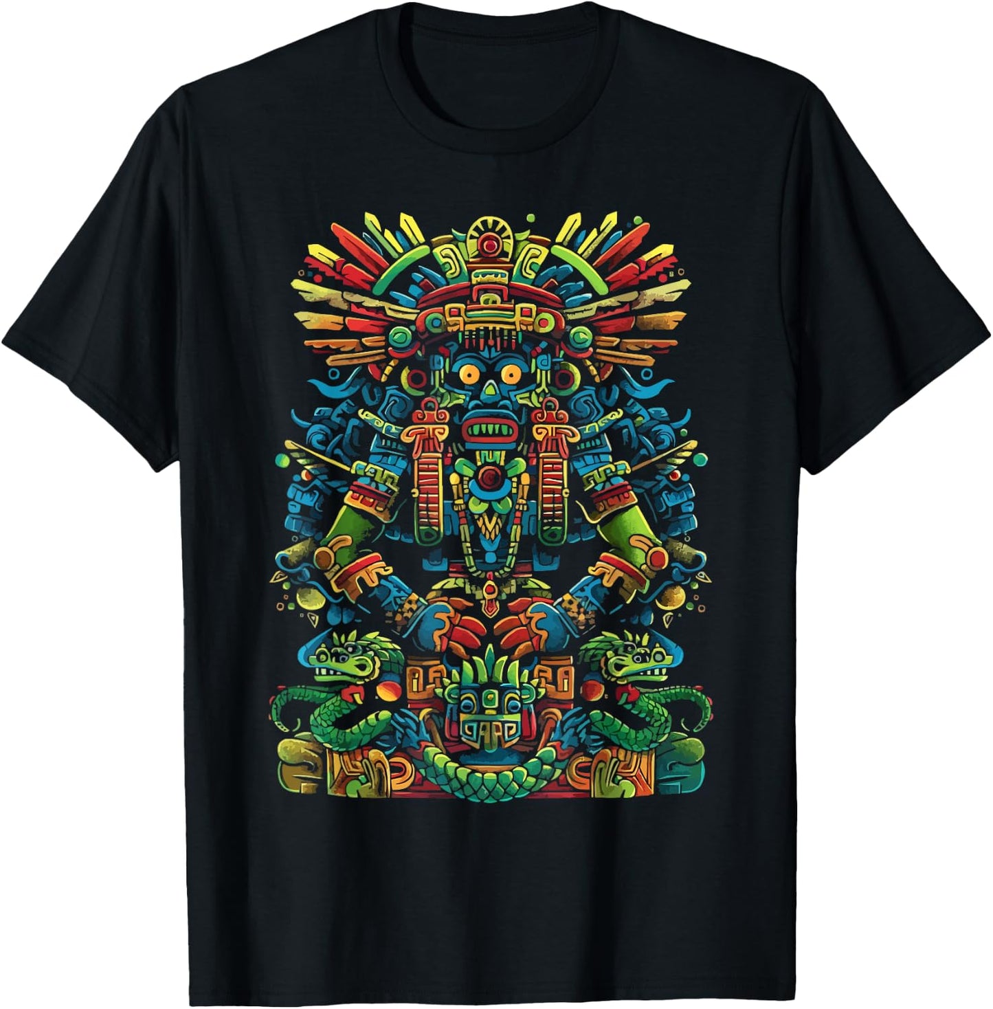 Aztec God Aztec Culture Mayan Indigenous Tlaloc Statue T-Shirt - T-Shirt | Black