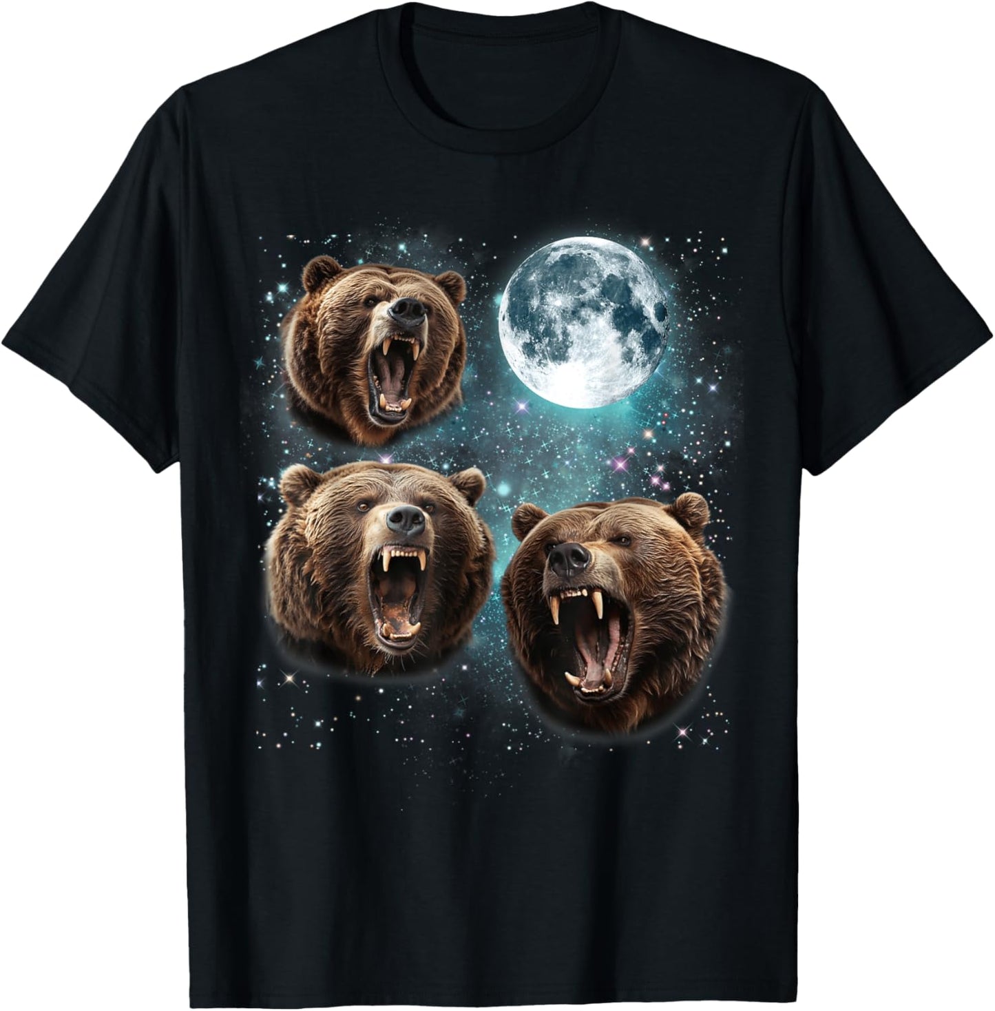 Three Grizzly Bears Howling At Moon Gift Men Women kid T-Shirt - T-Shirt | Black