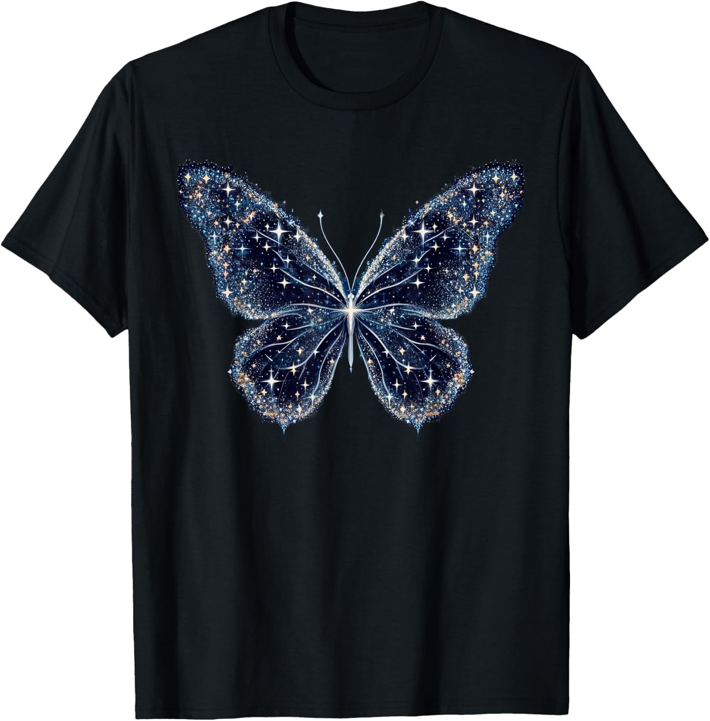 Space Stars Butterfly Art T-Shirt - T-Shirt | Black