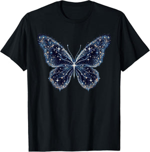 Space Stars Butterfly Art T-Shirt - T-Shirt | Black