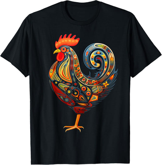 Chicken Mandala Animal Motif Illustration Chicken T-Shirt - T-Shirt | Black