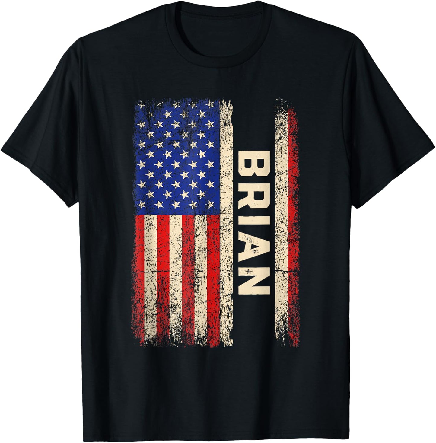 Brian First Name Shirt Brian Name American Flag T-Shirt - T-Shirt | Black