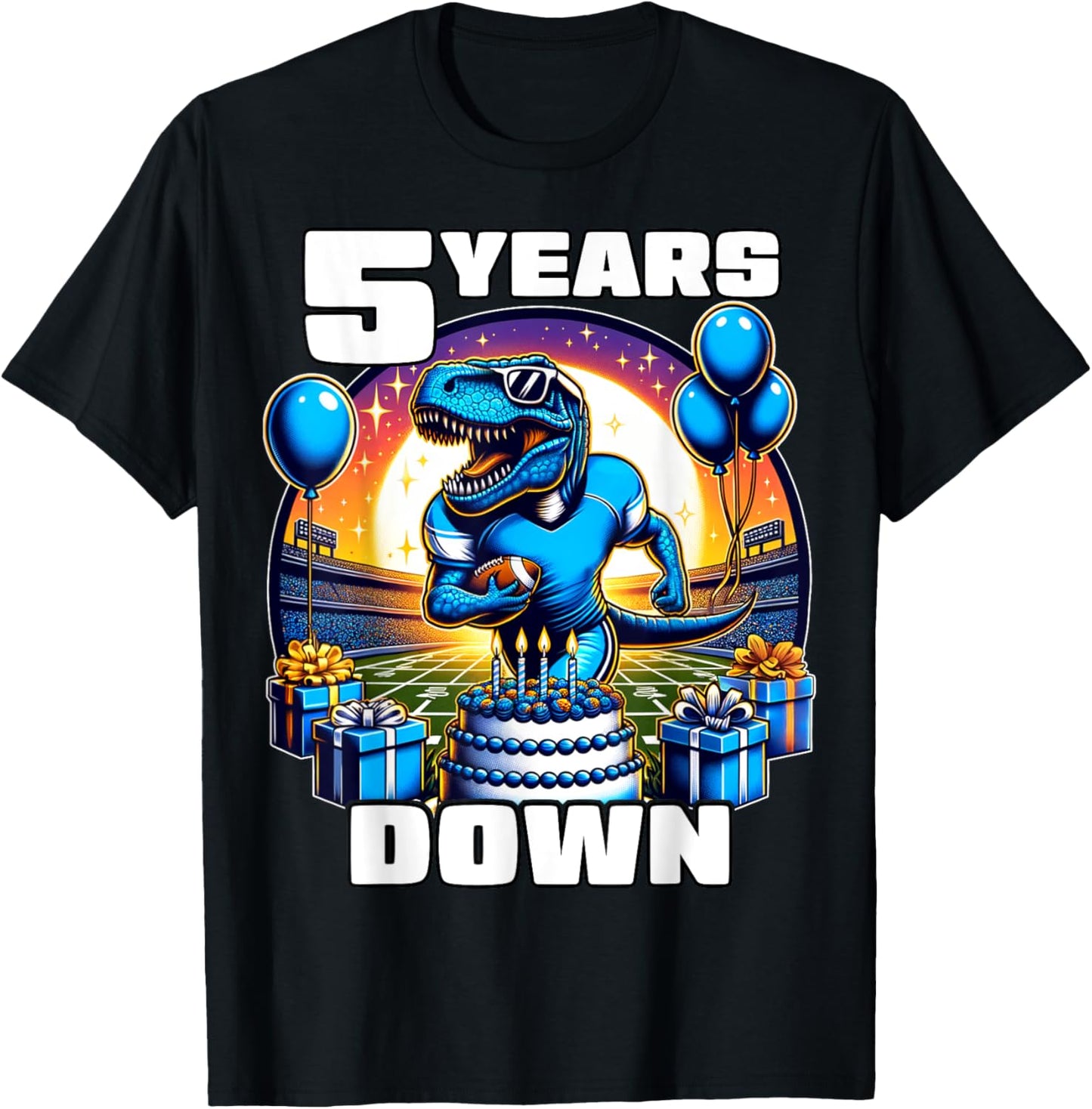 5th Birthday Football Shirt 5 Year Old Kids Football Shirt T-Shirt - T-Shirt | Black