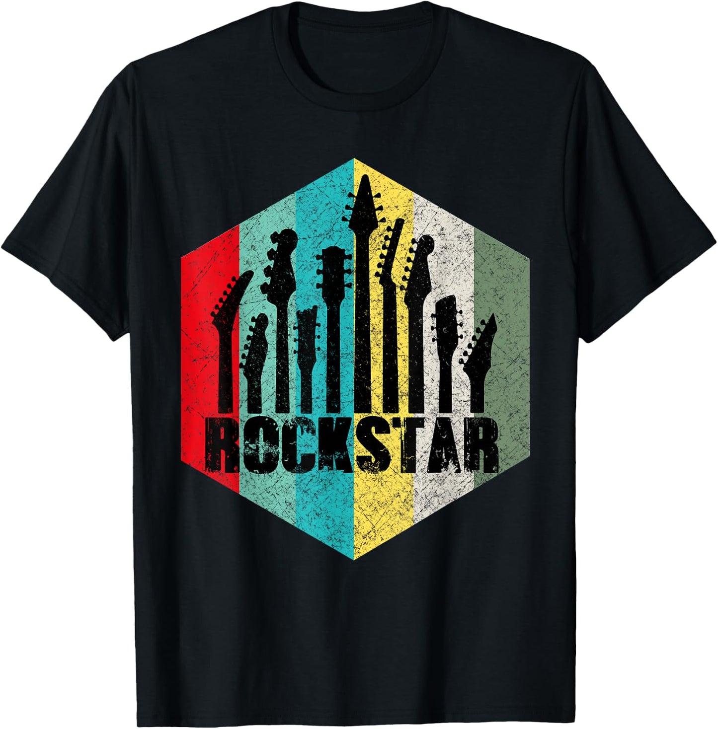Kids Rockstar Vintage Guitar T-Shirt - T-Shirt | Black