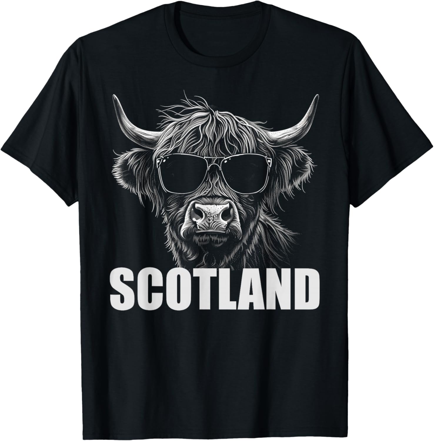 Cool Highland Cow Scotland Travel T-Shirt - T-Shirt | Black