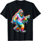 Funny Vintage Retro Graphic Sasquatch Big Foot in Tie Dye T-Shirt - T-Shirt | Black