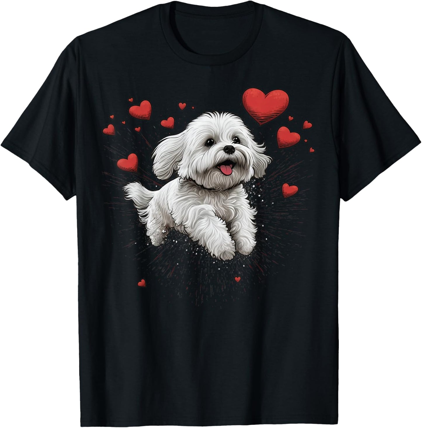 Maltese dog Love Heart for Valentines Day Maltese dog Lover T-Shirt - T-Shirt | Black
