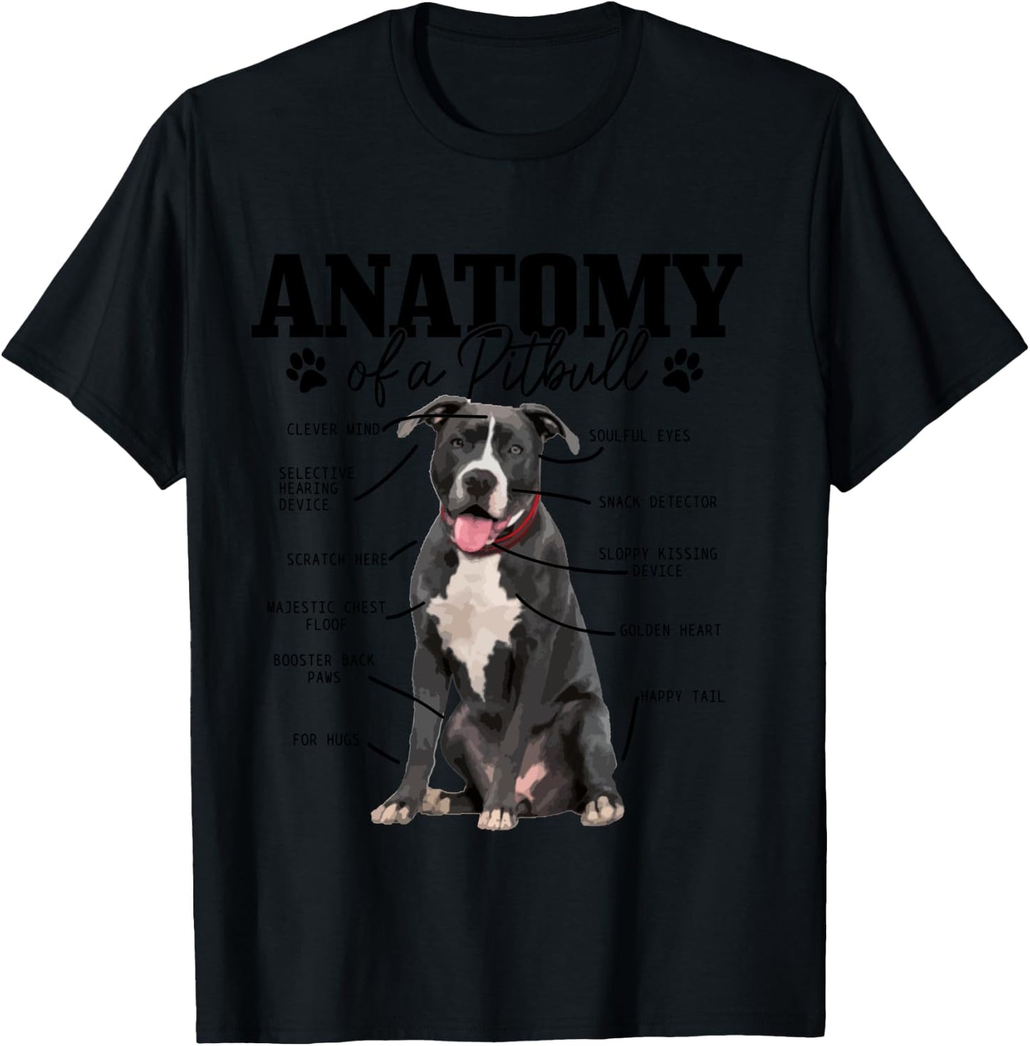 Anatomy Of A Pitbull Dog Funny Cute Pitbull Mom Pitbull Dad T-Shirt - T-Shirt | Black