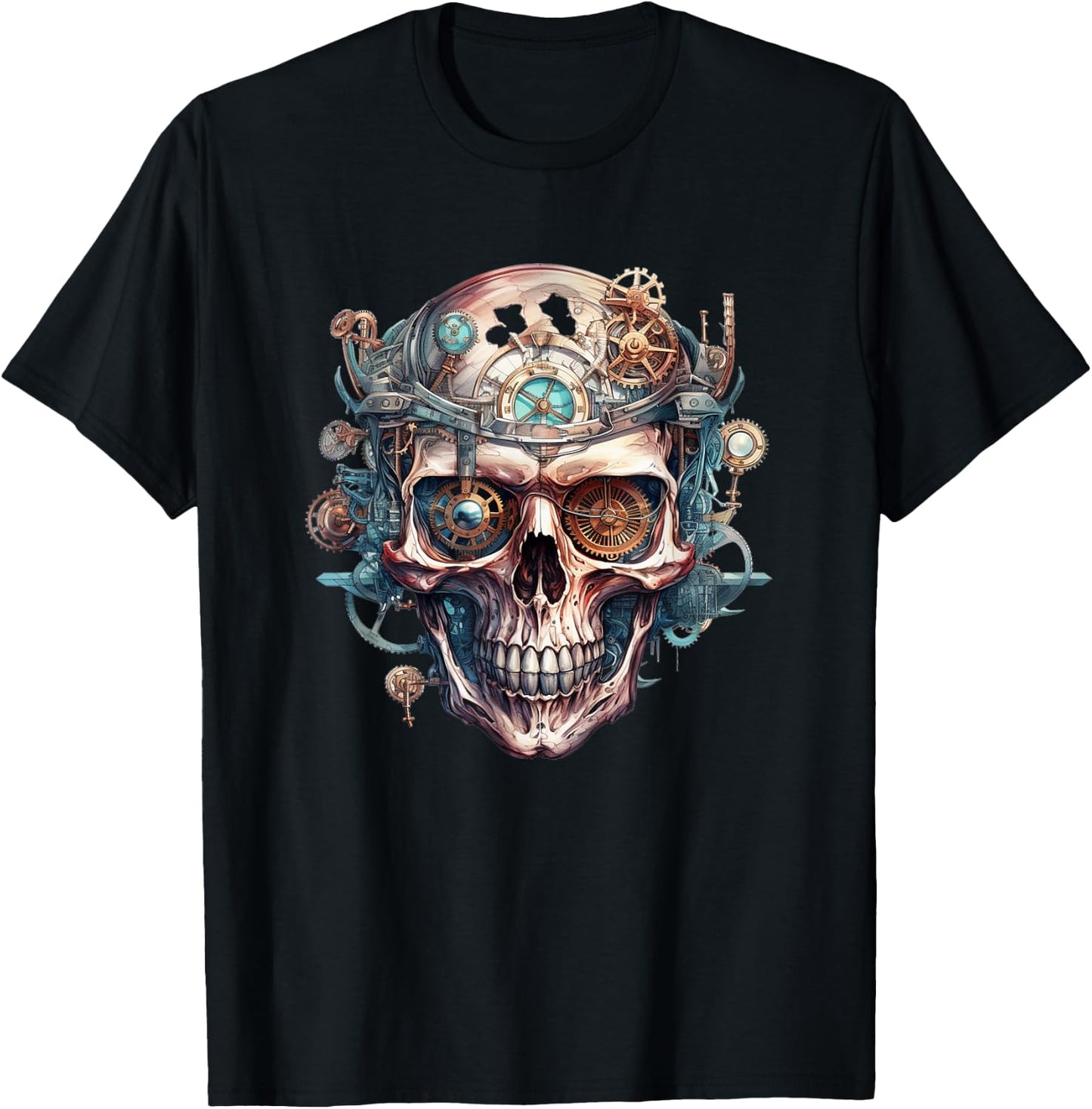 Steampunk skull mechanic gear cyborg vintage T-Shirt - T-Shirt | Black