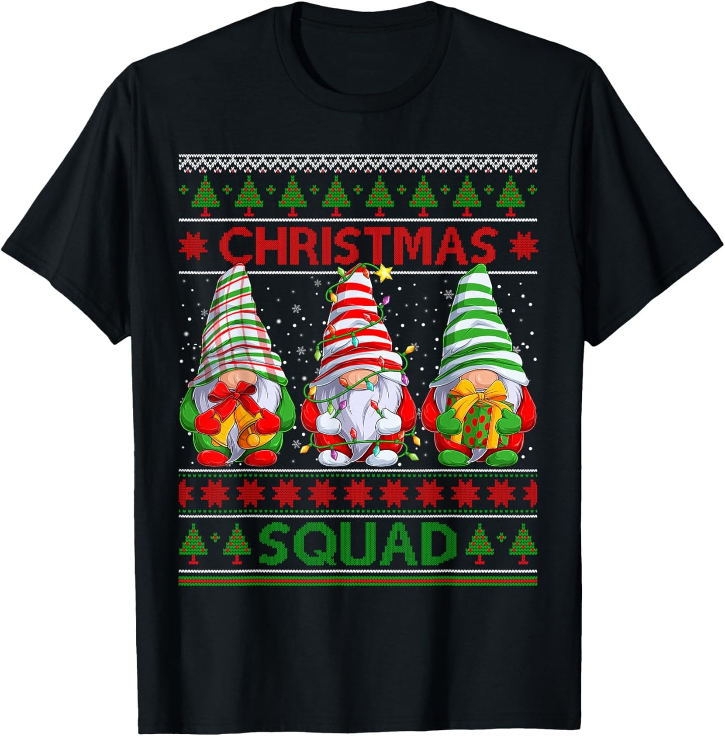 Gnome Matching Family Christmas Squad Ugly Christmas Sweater T-Shirt - T-Shirt | Black
