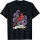 Illinois Northern Cardinal Bird and Violet Flower T-Shirt - T-Shirt | Black