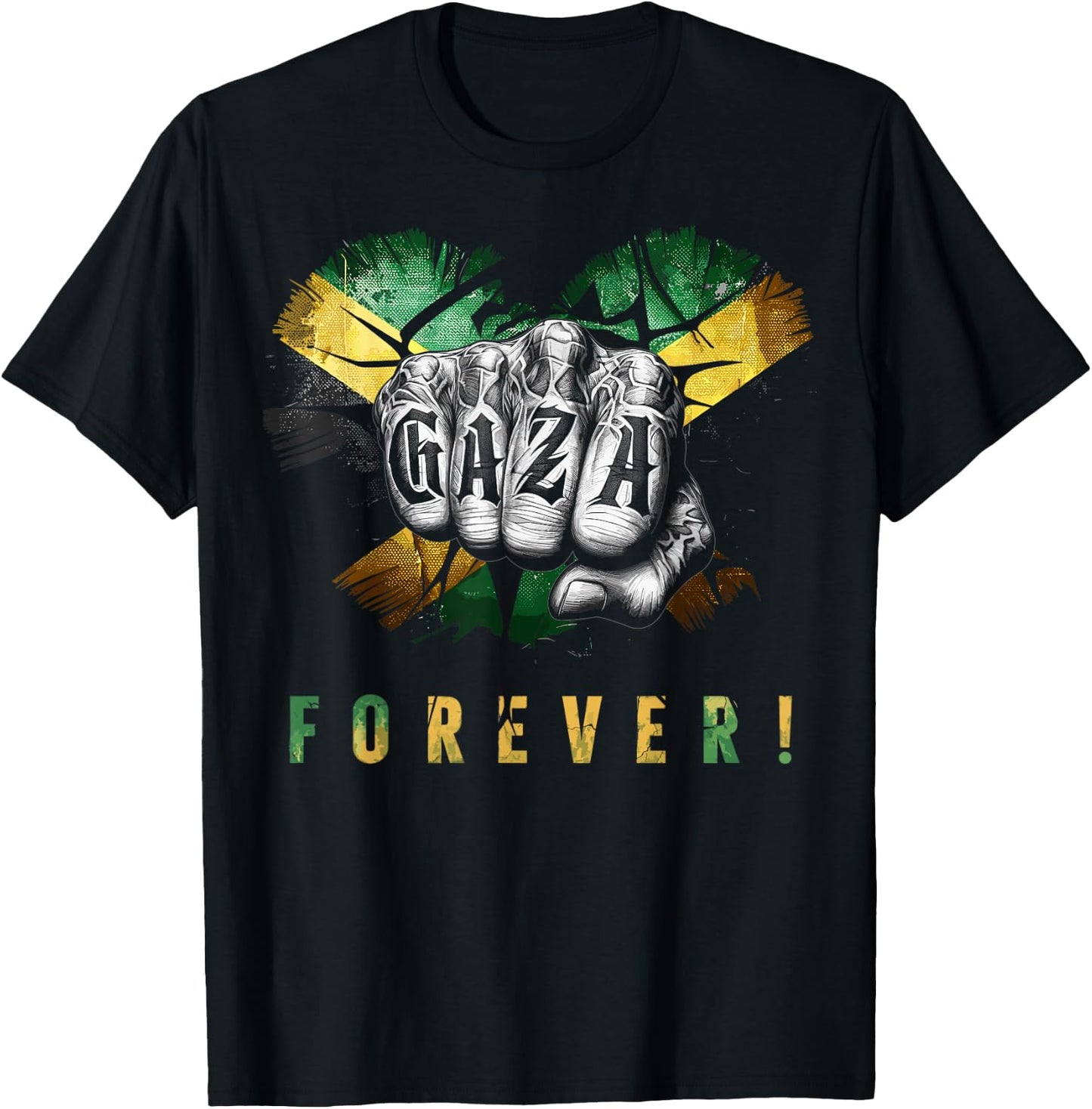 Gaza Forever Jamaican Flag Dancehall Vybz Fans Men, Women's T-Shirt - T-Shirt | Black
