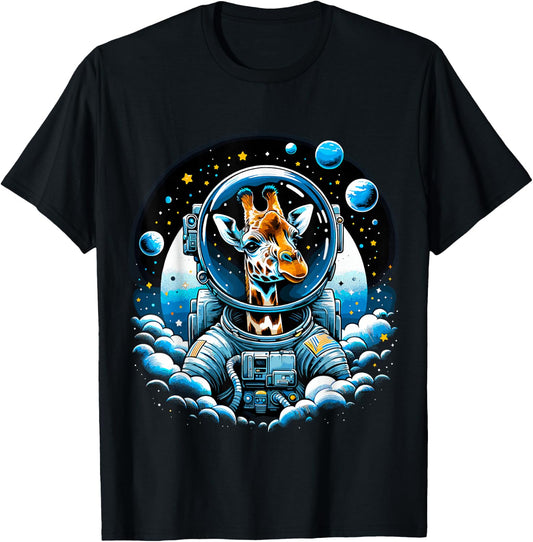 Astronaut Giraffe T-Shirt - T-Shirt | Black