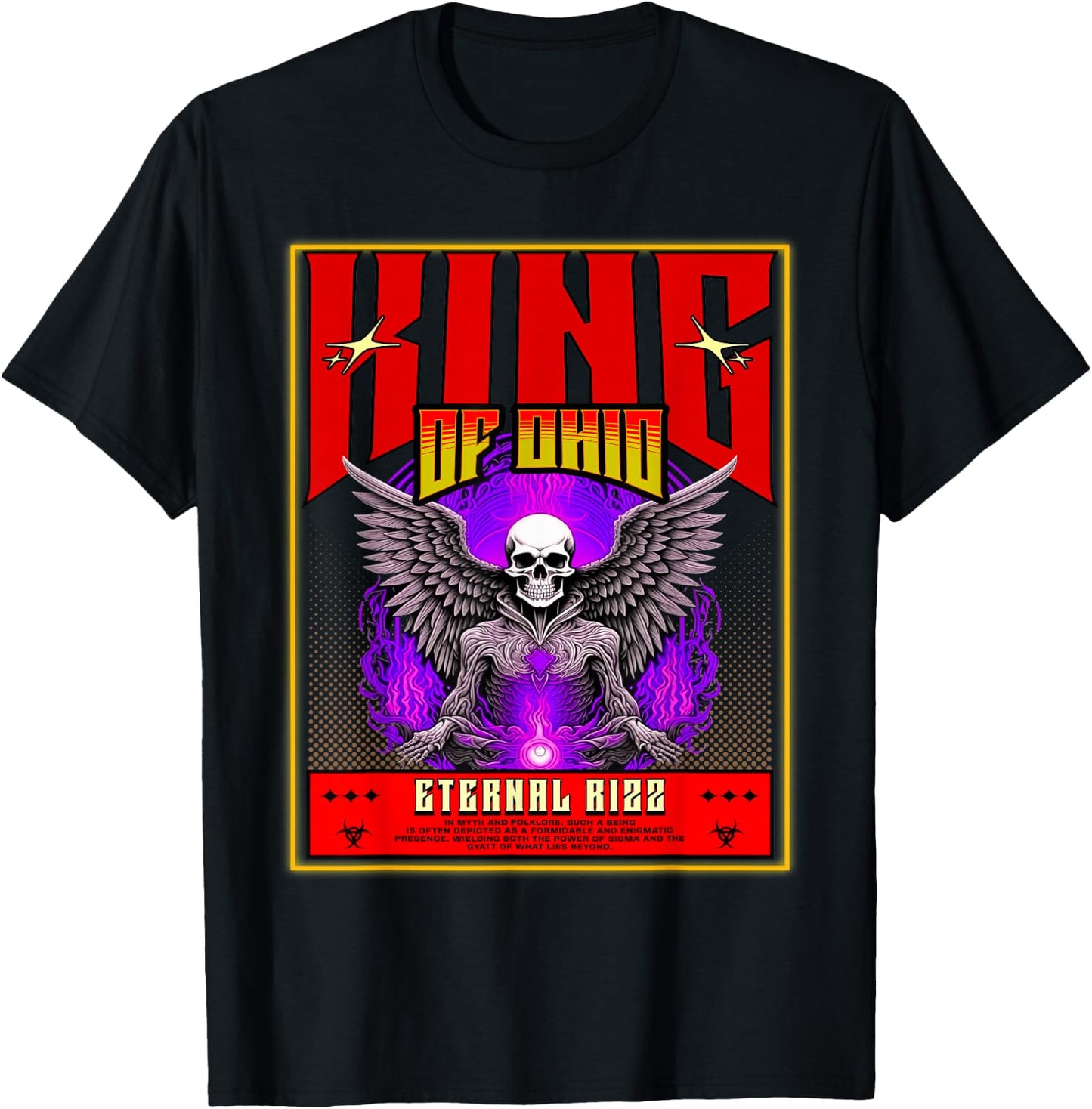 King Of Ohio Ironic Meme Brainrot Trendy Rizz Quote T-Shirt - T-Shirt | Black