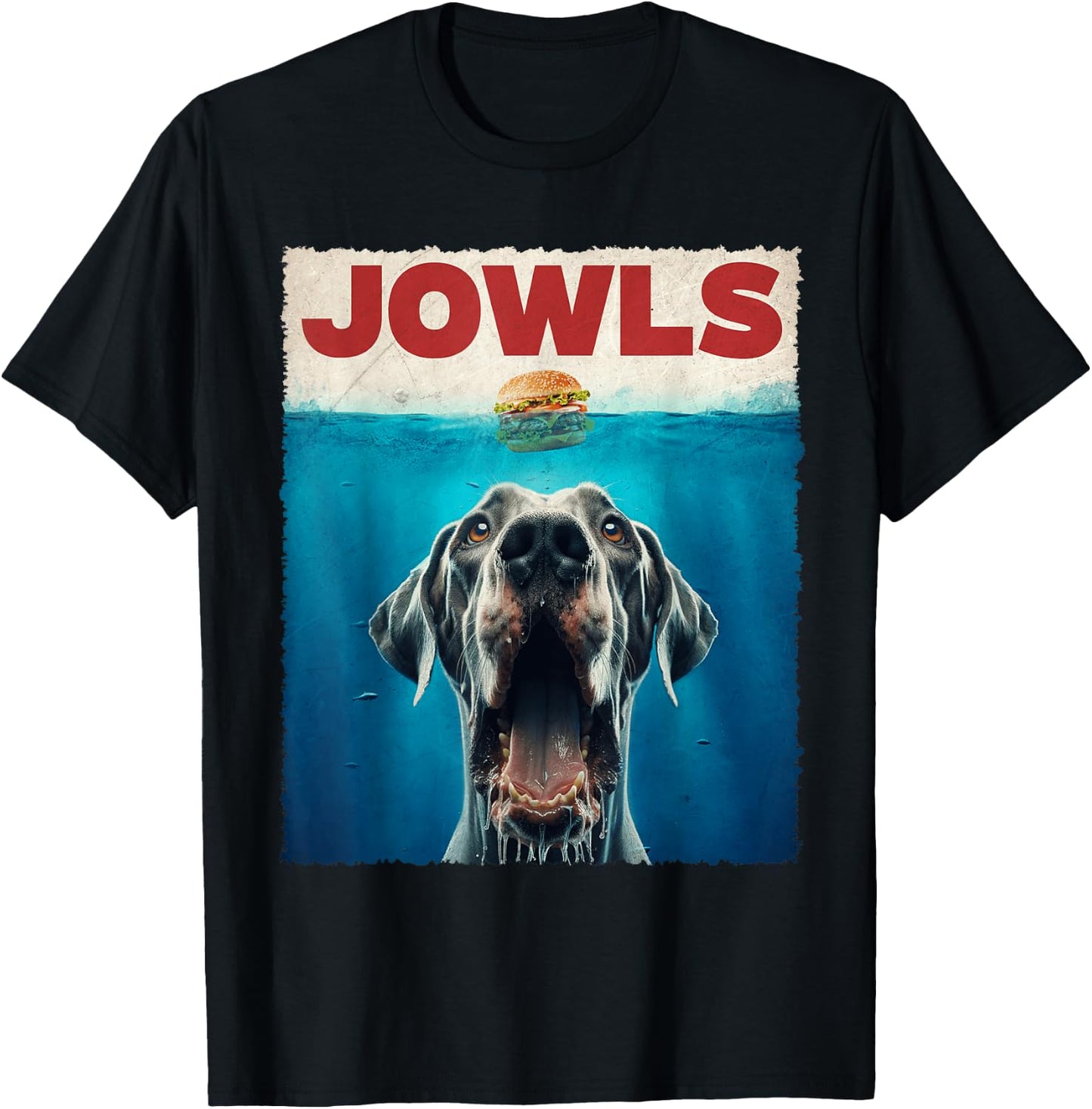 Great Dane Jowls Dogs Vintage Art Funny Animal Love Fastfood T-Shirt - T-Shirt | Black