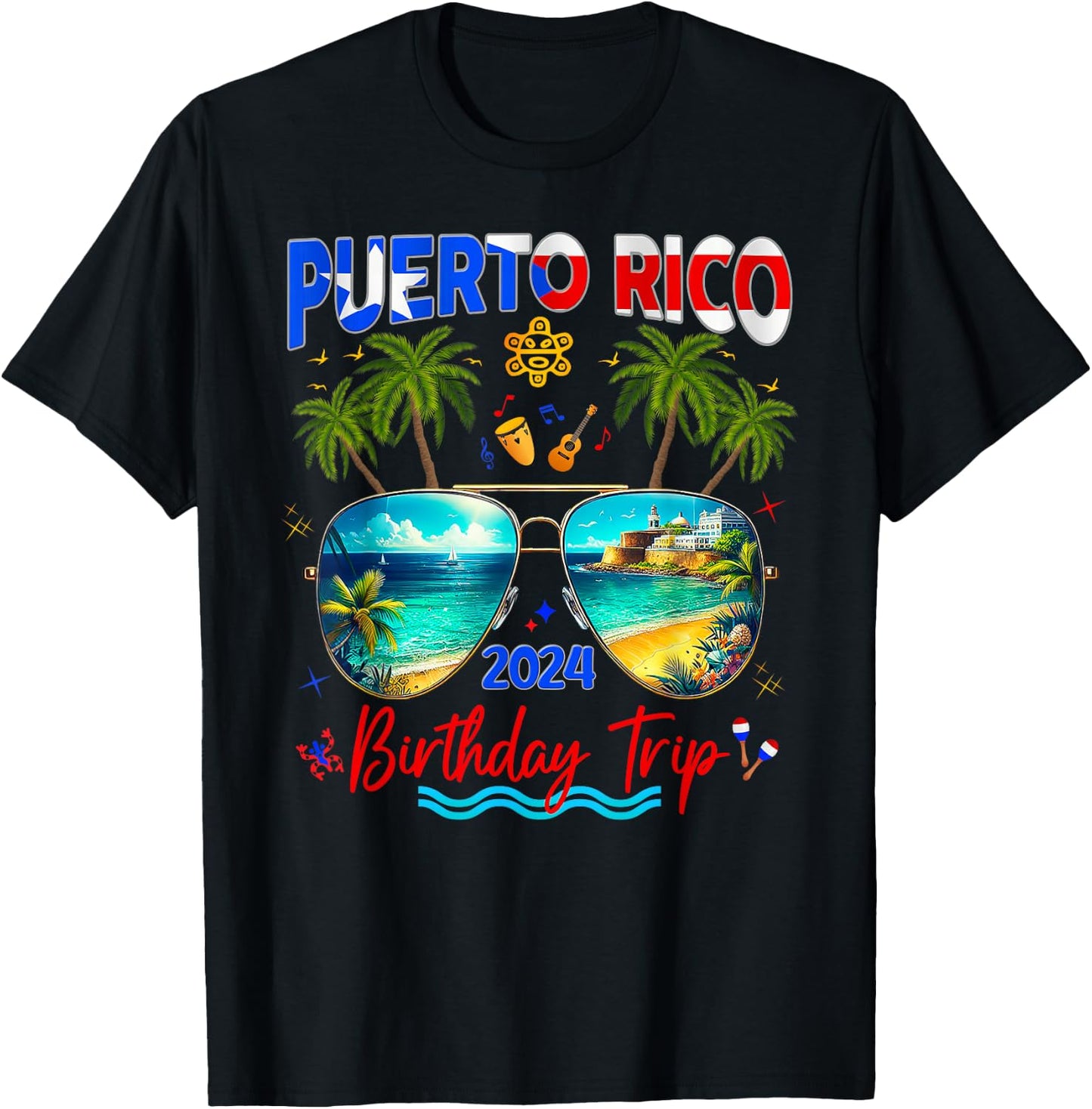 Puerto Rico Vacation Trip 2024 Birthday Family Friends Group T-Shirt - T-Shirt | Black