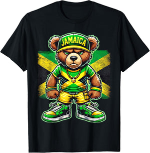 Jamaica Flag Teddy Bear Jamaican T-Shirt - T-Shirt | Black