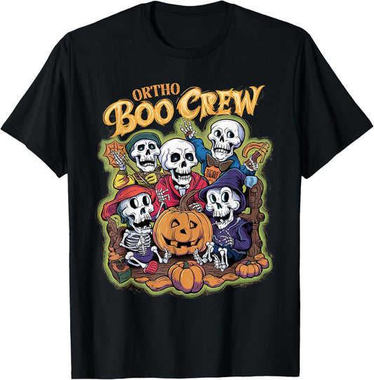 Ortho Squad Spooky Ortho Orthopedic Halloween Boo Crew T-Shirt - T-Shirt | Black