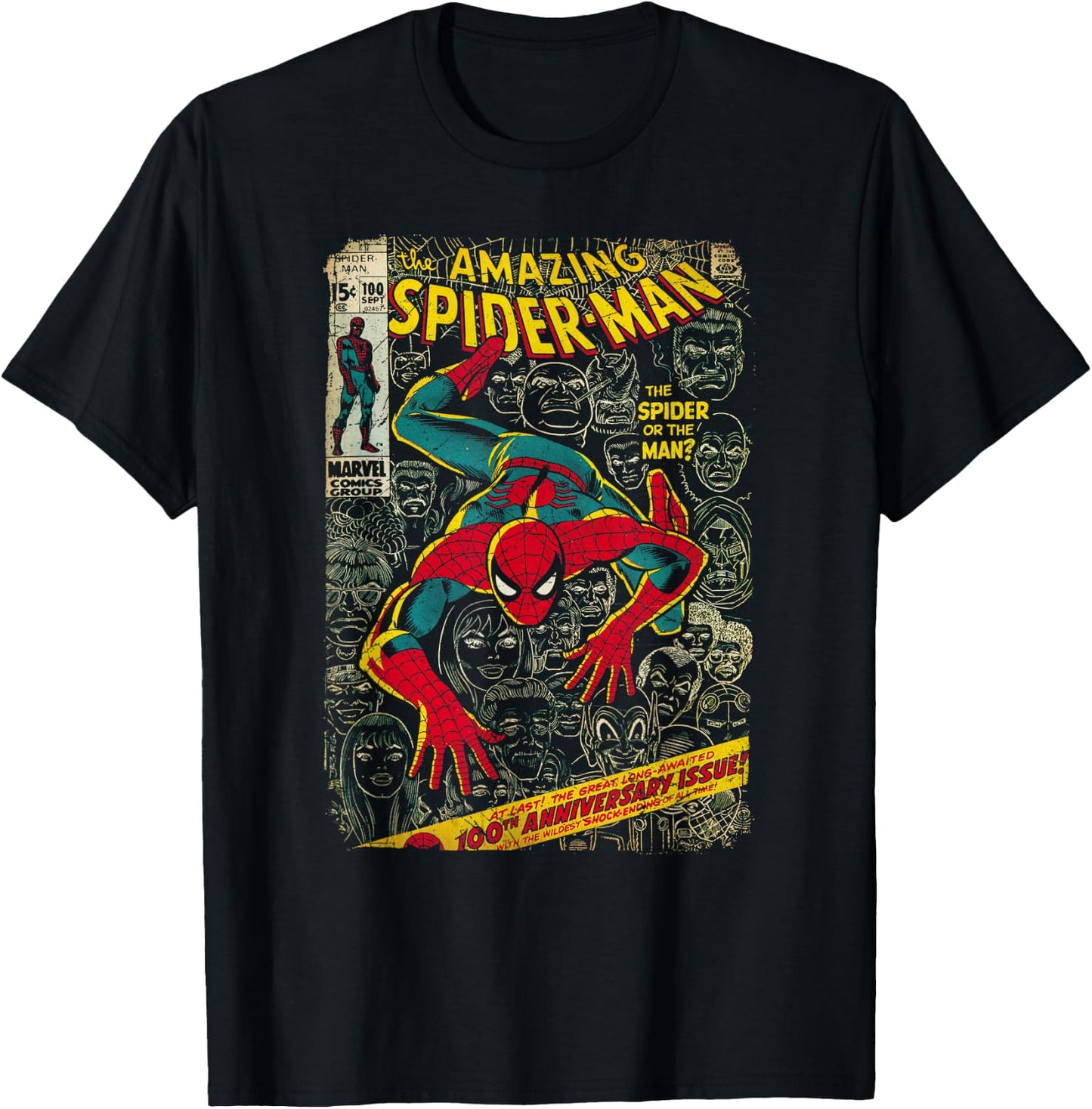 Marvel Spider-Man Comic Book Anniversary Short Sleeve T-Shirt - T-Shirt | Black