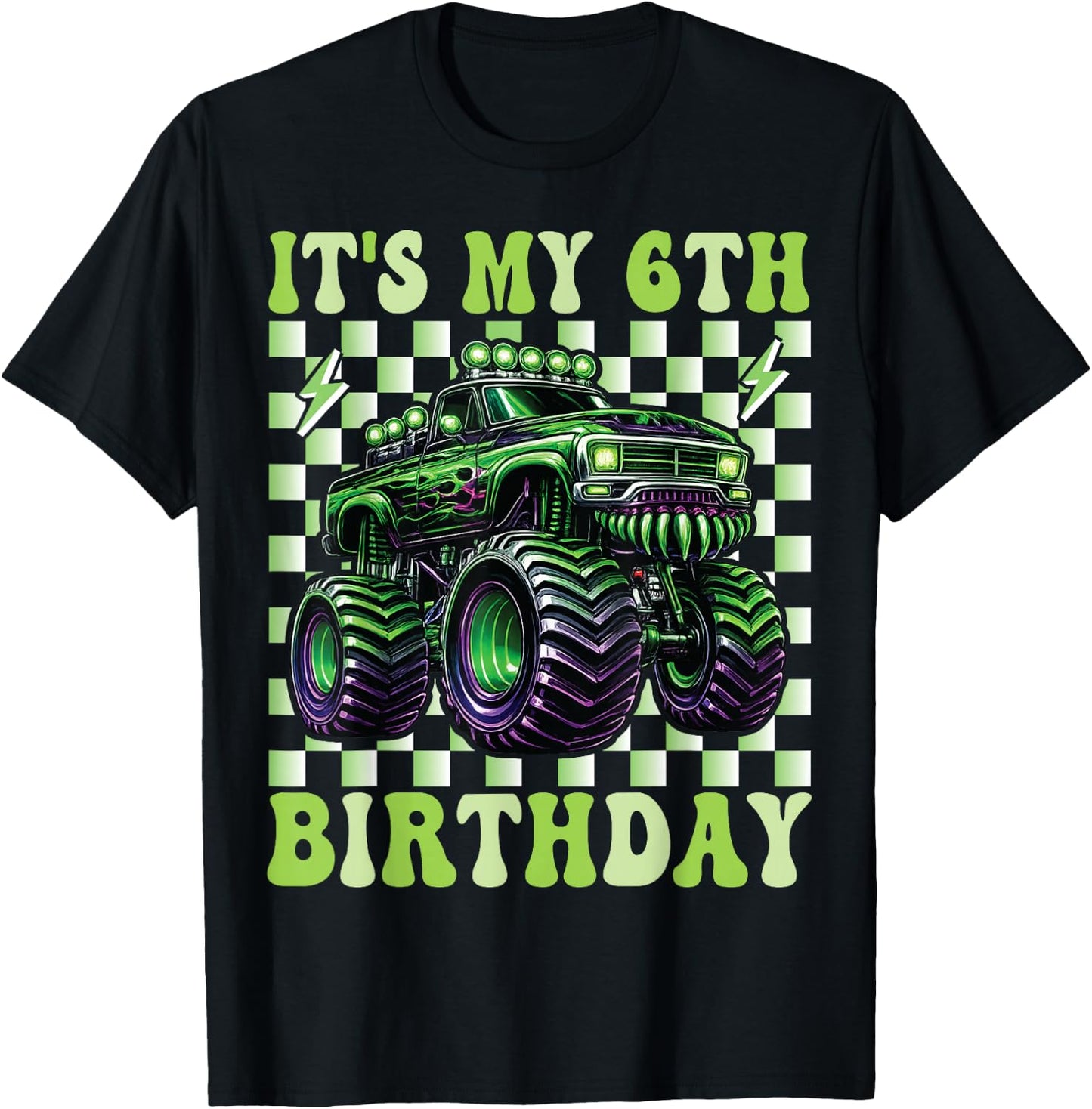 Its My 6th Birthday Monster Truck 6 Year Old Boys 6th Party T-Shirt - T-Shirt | Black