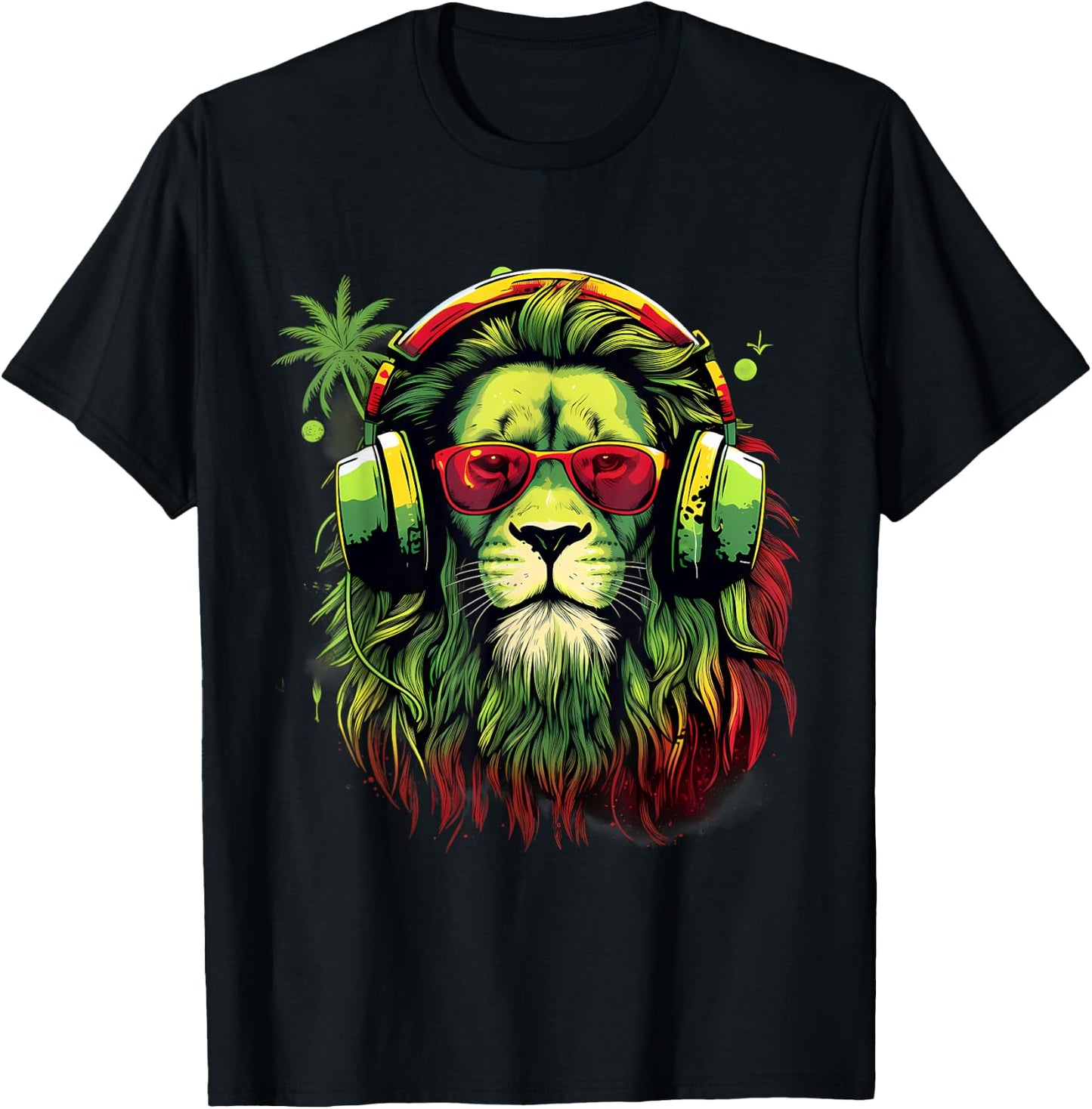 Rastafarian Pride Lion Of Judah Jamaica Rasta Reggae Lion T-Shirt - T-Shirt | Black