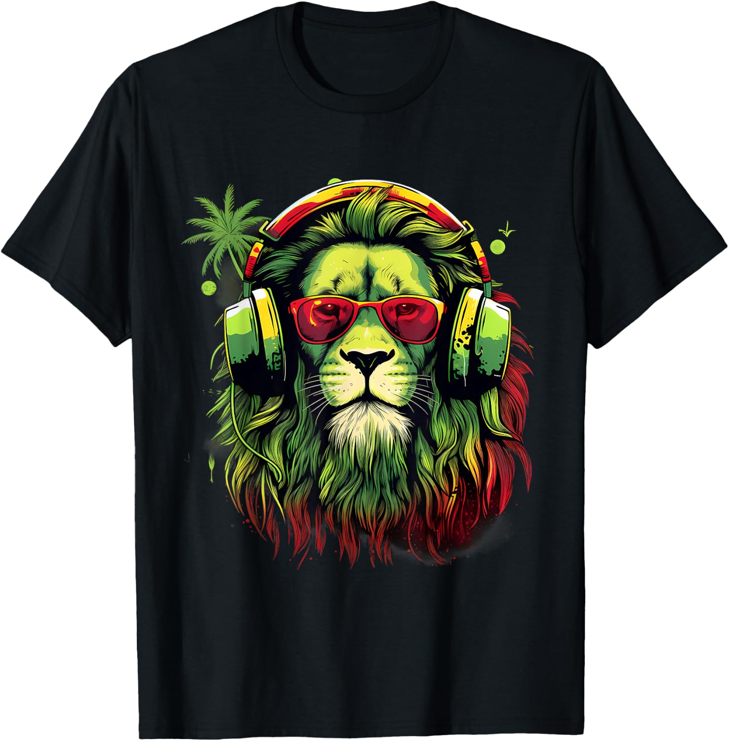 Rastafarian Pride Lion Of Judah Jamaica Rasta Reggae Lion T-Shirt - T-Shirt | Black