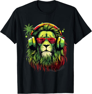 Rastafarian Pride Lion Of Judah Jamaica Rasta Reggae Lion T-Shirt - T-Shirt | Black