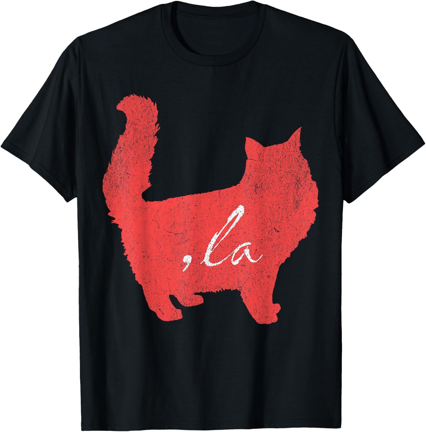 la/ Comma la/Comma la in A Red Cat Silhouette Women Girls Kids T-Shirt - T-Shirt | Black