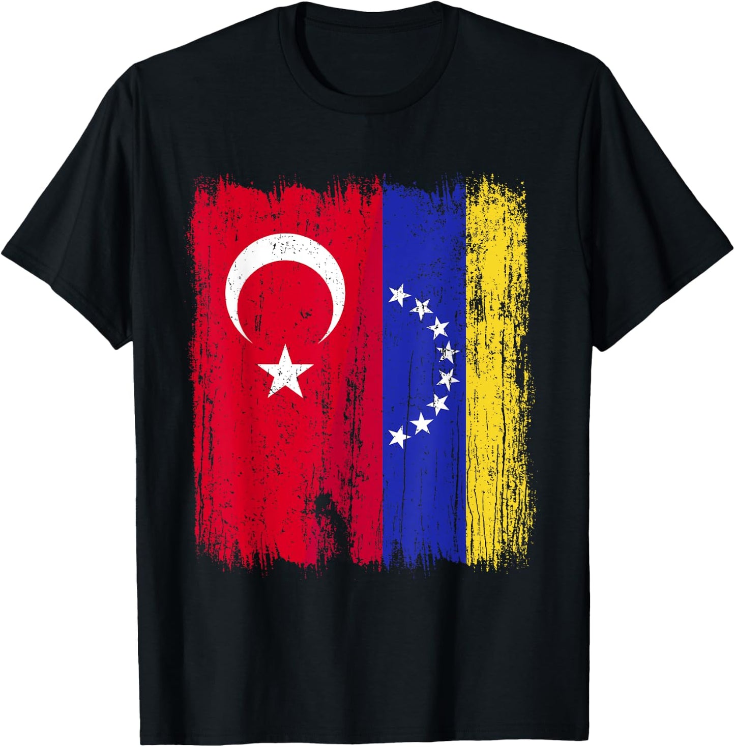 Turkey Venezuela Half Flag Turkish Venezuelan Jersey T-Shirt - T-Shirt | Black